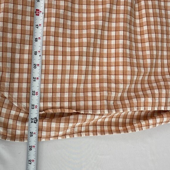 Madewell Crinkle Cotton Bubble-Sleeve Popover Check Fauna‎ Flowy Shirt Women XL - Picture 13 of 15